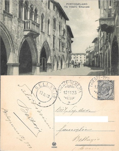Cartolina portogruaro via - cartolina, portogruaro.