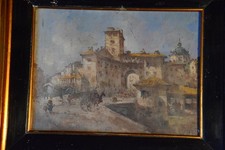 Quadro Dipinto XIX sec Riva Giuseppe Milano Porta ticinese Sant'eustorgio  Ivrea