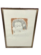 Giuseppe Migneco Mani al volto 1971 acquaforte acquerellata a mano 46/99