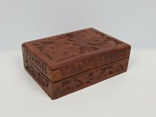 SCATOLA in legno ETNICA lavorazione artigianale PORTA CARTE GIOIE COFANETTO RARO