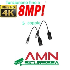 5 COPPIE VIDEO BALUN PASSIVO AMPLIFICATORE PER TELECAMERE AHD HDTVI FULL HD 8 MP