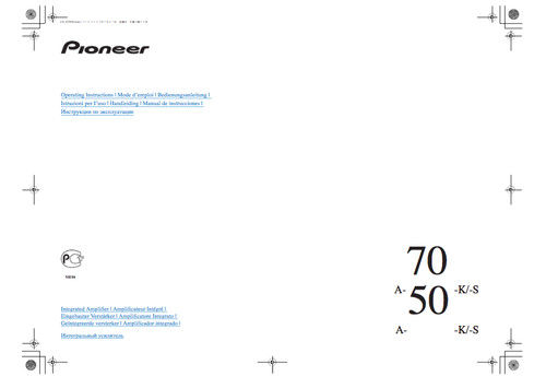 Pioneer 70 k - pioneer, manuale