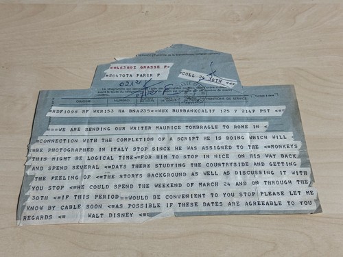 1962 walt disney telegram - 1962, re