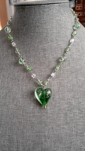 Dichoric green glass heart - 3d,