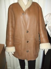 CAPPOTTO UOMO PELLE NAPPATA PELLICCIA FUR AGNELLO LAMB SHEARLING MONTONE 54