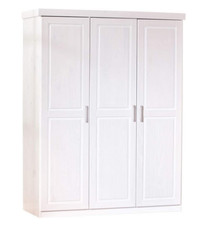 ARMADIO IN LEGNO MASSELLO A TRE ANTE CON RIPIANI 140x55x190h