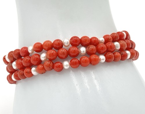 Bracciale fili corallo rosso - bracciale, 3