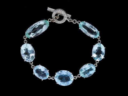 Bracciale diamanti acquamarina