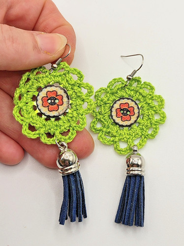 Orecchini fiore verde - orecchini,