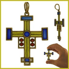 Croce in d' ORO Giallo 18 kt 750 e SMALTI Grande Crocefisso Crocifisso Vintage