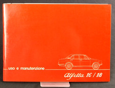 ALFETTA 1.6/1.8 Alfa Romeo 1600 1800 Manuale Uso Manutenzione Instruction Manual