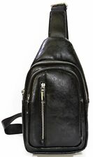 MONOSPALLA ZAINO BORSELLO BORSA A TRACOLLA DA UOMO NERO ECO PELLE VIAGGIO SCUOLA