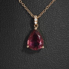 Valore 890€ ciondolo e catenina tormalina brillante oro rosa 750 18 kt