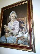 quadro cm 85 x 70 finemente ricamato a mezzopunto in elegante cornice