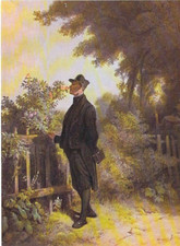 Cartolina artista Spitzweg "Profumo di rose ricordo" pittura cartolina artistica 1980 circa