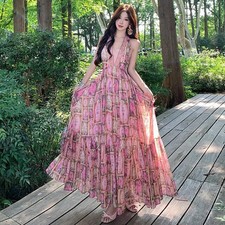 Abito Rosa Lungo Con Gonna A