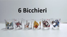 Bicchieri Nutella vintage 6 Pz. Batman Puffetta Bugs Bunny Speedy Gonzales Poldo