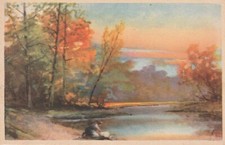 C4 - Cp Cartolina  Illustrata Paesaggio Alba Tramonto  ed. Garami - Fp Nvg