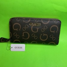 Nuovo portafoglio donna GUESS Los Angeles nero con marrone, oro