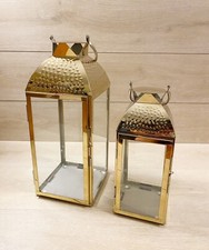 Set 2 Lanterne In Metallo Oro