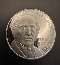 ALESSANDRO MANZONI MEDAGLIA 1785 1873 CENTENARIO MORTE ARGENTO SILVER PROOF SPL