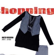 DENNY ROSE ABITO maglia blusa lunga art. 5165 stampa collane pistola tg. L