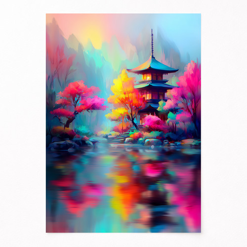 Poster paesaggio giapponese - poster, a4