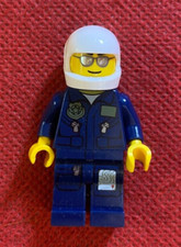 1x LEGO OMINO Blu CITY PILOTA AEREO ELICOTTERO JET con CASCO OCCHIALI Minifigure