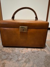 BEAUTY CASE DA VIAGGIO IN PELLE MARRONE VINTAGE - OTTIME CONDIZIONI
