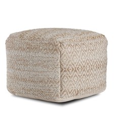 Cube Geometric Woven Pouf