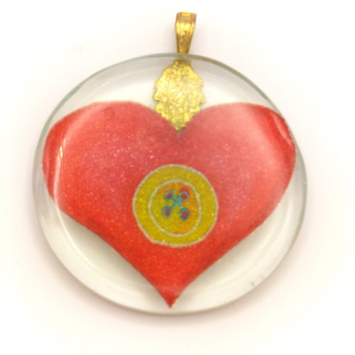 Ciondolo tondo cuore - , bottone
