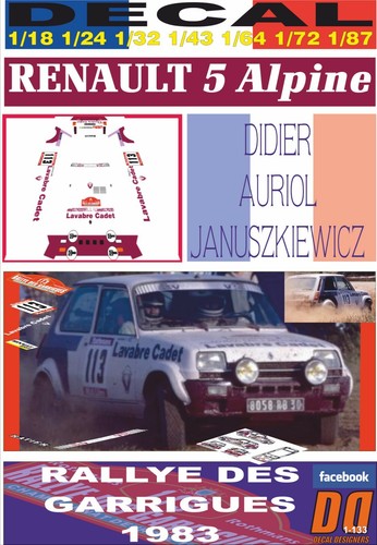 Decal renault alpine - decal, didier