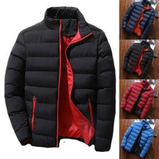 Cappotto uomo trapuntato imbottito puffer caldo invernale zip bomber cappotti giacca cappuccio uk