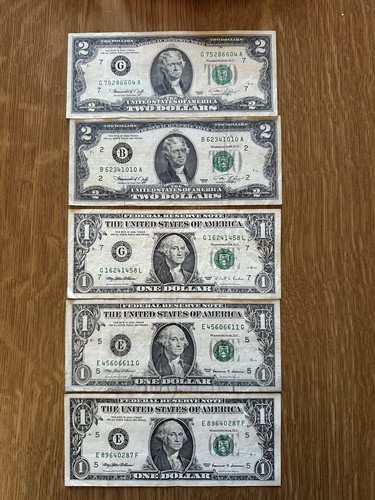 Banconote dollari - 5, 1,2