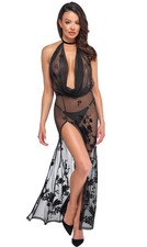 Abito trasparente nero Divinity F312 in tulle vestito lungo XXL - Noir Handmade