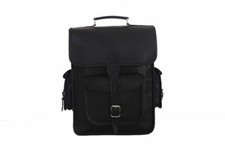 Borsa zaino 16" in pelle nera zaino messenger borsa per laptop vera vintage