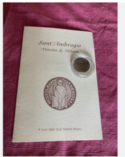 RARA MONETA VINTAGE NUOVA ARGENTO STERLING: SANT'AMBROGIO - vescovo medievale Mediolanum