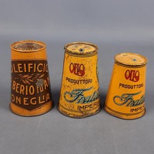 3 Antiche Scatole Latta Olio
