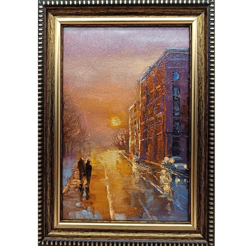 Paesaggio urbano dipinto olio