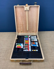 SCATOLA CAVALLETTO DA VIAGGIO PORTATILE IN LEGNO ARTISTI PITTORI CON CONSERVAZIONE E VERNICE ALL'INTERNO