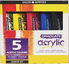 Daler-Rowney Graduate 120ml Pittura Acrilica Starter Set, 5 Colori Assortiti, Alto