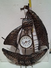 Orologio da parete in Ferro Battuto Veliero altezza Cm. 52x37 Funzionante Usato 