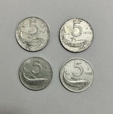 Set Monete 5 Lire Delfino Repubblica Italiana 1951-1953-1954-1955 Romagnoli Rare