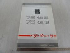 MANUALE ORIGINALE DATI TECNICI ALFA ROMEO 75 1.6 1.8 I.E. BOSCH MOTRONIC 1989