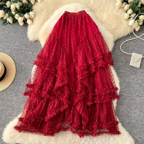 Gonna lunga tulle rossa - lunga,
