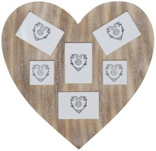 Portafoto multiplo da appendere a cuore in legno finitura Shabby anticata L53xPR