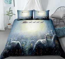 Set Copripiumino Trapuntino Renna Veicolo Babbo Natale Singolo King Matrimoniale Super King