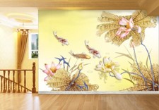 3D Golden Lotus Blatt Q3267 Tapete Wandgemälde Fototapete Selbstklebend Kay