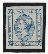 1863 Regno d'Italia - 15 c. litografico I tipo Sassone 12 piega diagonale MNH**