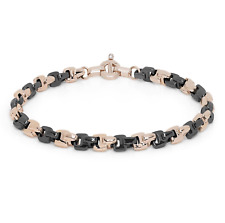 BARAKA Bracciale uomo oro rosa 18 kt ceramica nera BR27538 bracelet 21 cm